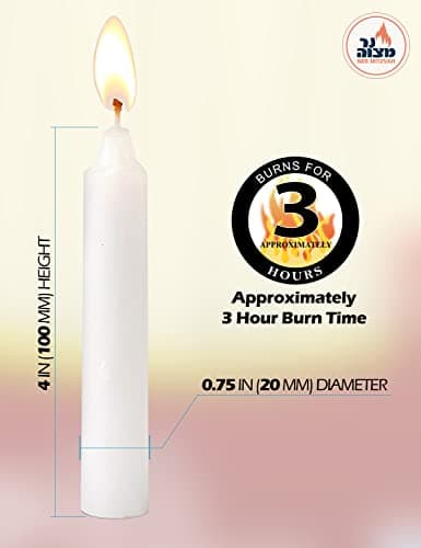 Ner Mitzvah Classic White 4-Inch Candles - 72 Pack for Shabbat and Beyond