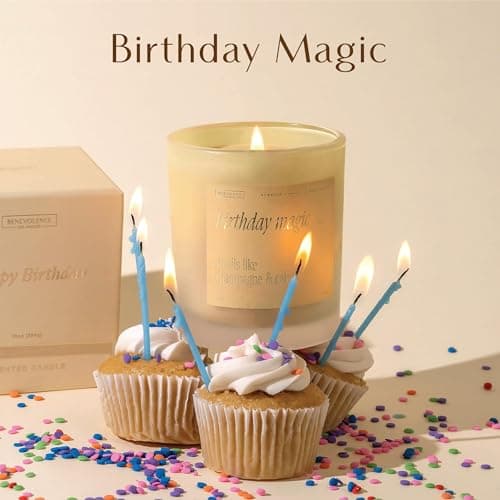 Benevolence LA Birthday Magic Candles | 40-50 Hour Burn, Smells Like Champagne & Cake