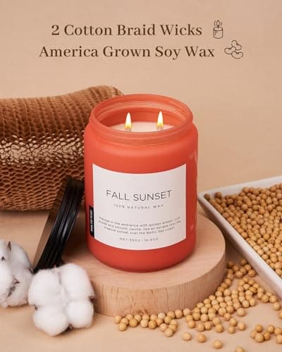 Soy Amber & Sandalwood Candle 19.4oz, 110hr Long Lasting Housewarming Gift