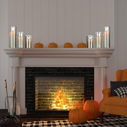 Shihanee 36 Piece Tall Cylinder Candle Sets with Glass Vases, Smoke Gray & White