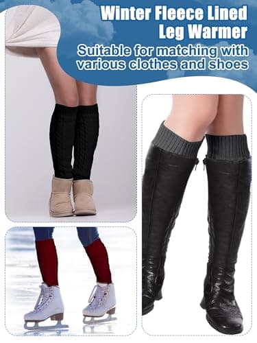 Chuarry Women's Winter Fleece-Lined Leg Warmers for Skating and Everyday Wear