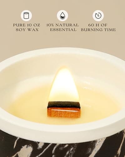 AOOVOO Sandalwood Oud Aromatherapy Candle, 10 oz Concrete Jar Gift for Him & Her