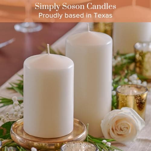 Simply Soson 6-Piece 3x4 Inch Ivory Tall Emergency Unscented Cone Tip Pillar Candles