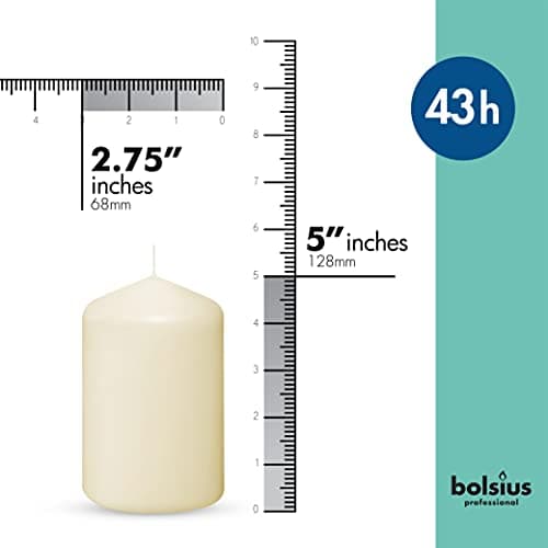 BOLSIUS 12 Unscented Ivory Pillar Candles - 43-Hour Dripless, Clean Burning for Weddings, Parties, and Special Occasions