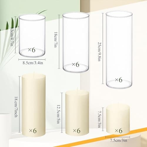 Shihanee 36 Piece Pillar Candle and Glass Vase Set for Wedding Centerpieces