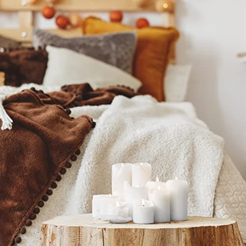 Lounsweer 12-Piece Unscented Pillar Candles for Wedding, Holiday, and Home Decor