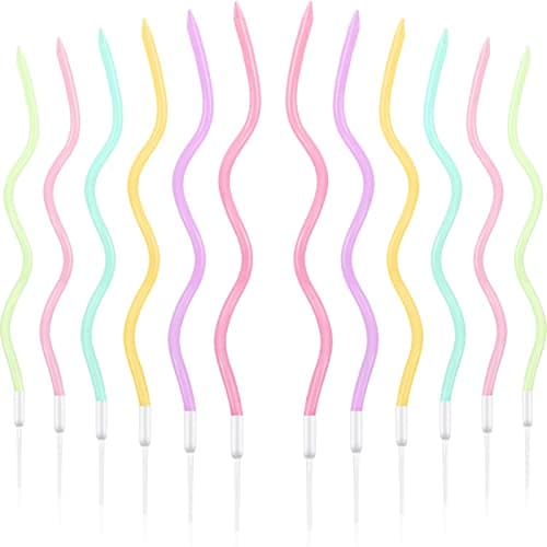 BBTO Metallic Gold Spiral Birthday Cake Candles with Holders 48 Pieces