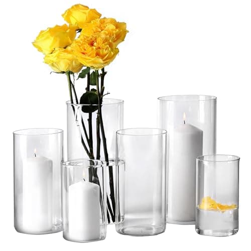 Hurricand 3PCS Glass Pillar Candle Holder for Weddings and Centerpieces