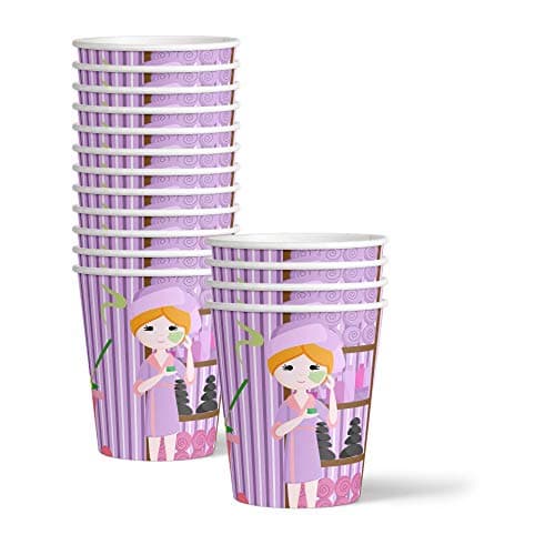 Girls Spa Sleepover Kit for 16 - Tableware Set Includes Plates, Napkins & Cups