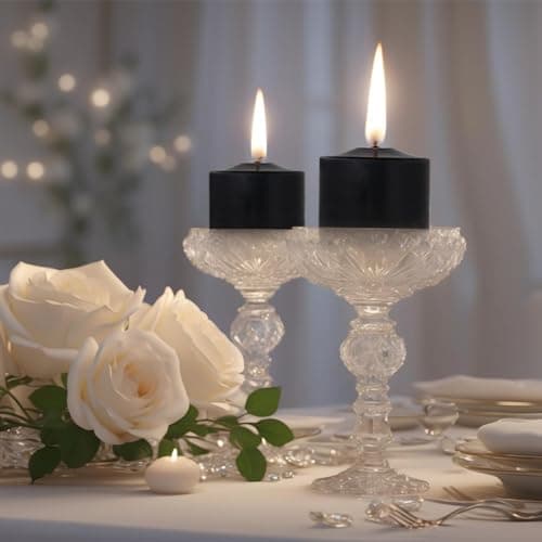 Bulk Black Pillar Candles - Pack of 24, 1.25 Inch - For Kitchen, Spa, Lanterns, Mantels, Prayers, and Emergencies