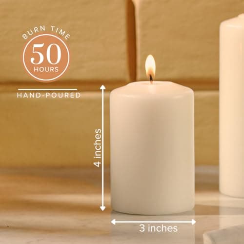 Simply Soson 6-Piece 3x4 Inch Ivory Tall Emergency Unscented Cone Tip Pillar Candles