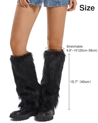 Aiphamy Women's Fluffy Faux Fur Leg Warmers for Winter