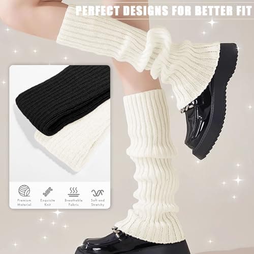 HEMOUR 80s Knit Leg Warmers for Women, Y2K Fashion Party Sports Yoga Dance Accessories