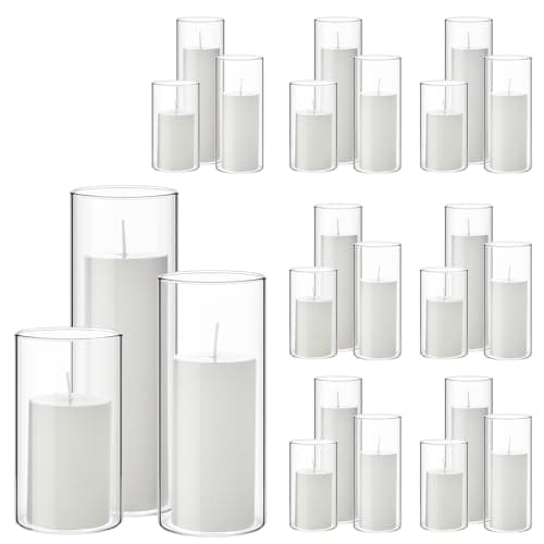 48 Piece Clear Glass Cylinder Vases and Pillar Candle Holders for Table Decoration