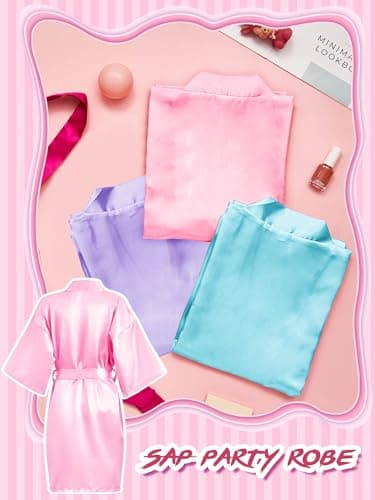 24 Pcs Sleepover Party Supplies for Girls: Spa Party Robes, Tote Bags, Headbands, and Masks