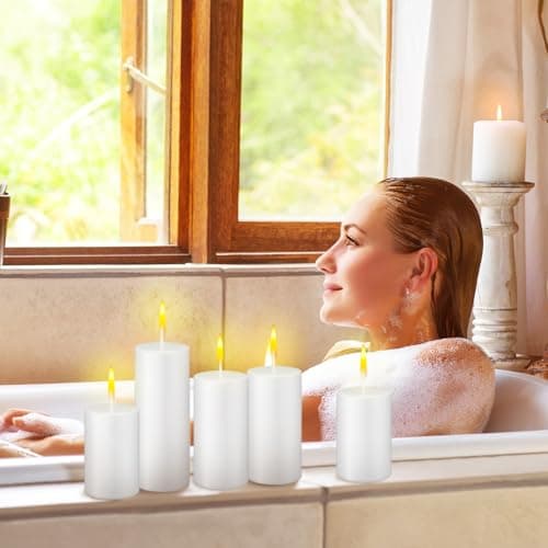 18 PCS White Pillar Candles MTLEE Bulk for Weddings & Home Decor