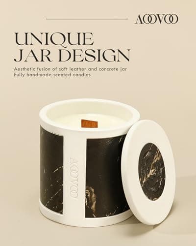 AOOVOO Sandalwood Oud Aromatherapy Candle, 10 oz Concrete Jar Gift for Him & Her