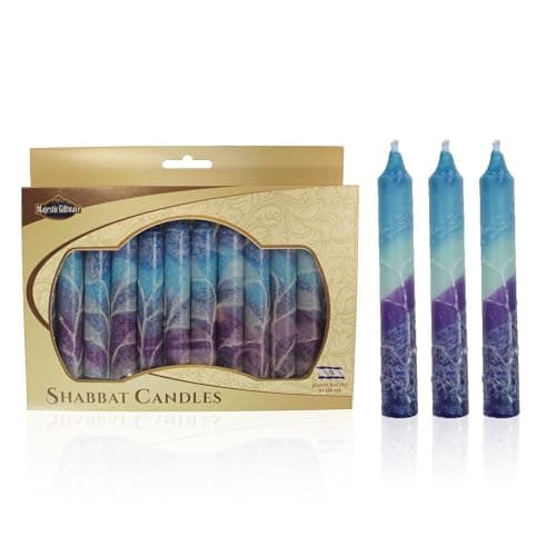 Safed 12-Pack Harmony Violet Shabbat Candles - Dripless & Traditional (SC-SHHR-V)