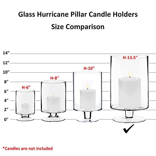 CYS EXCEL Glass Hurricane Candle Holder | Multiple Size Stemmed Centerpieces