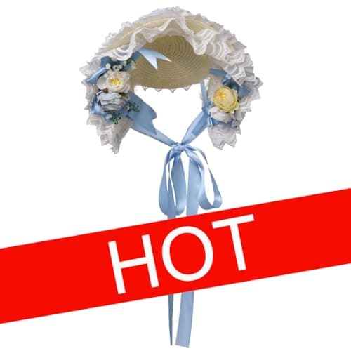 COSDREAMER Lace Flowers Victorian Bonnets for Girls & Women