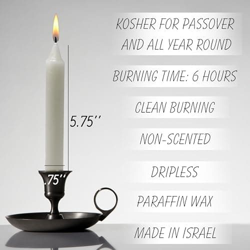 Israel Made Kosher Shabbat Dinner Candles - Unscented, Dripless, 6 HourBurn Time