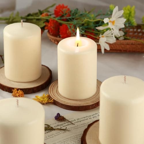 Pillar Candles Bulk - 6 Pack Unscented Pillar Candles for Emergency, Wedding, and Home Decor