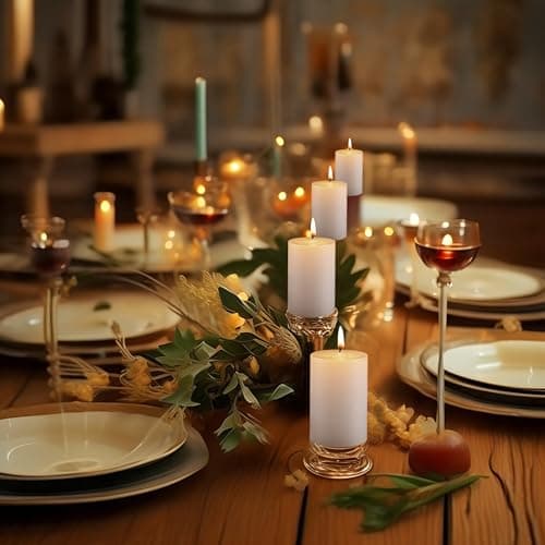 Housecret 50 Pack 2 x 3 White Pillar Candles - Hand Poured Gifts for Weddings, Birthdays, and Holidays