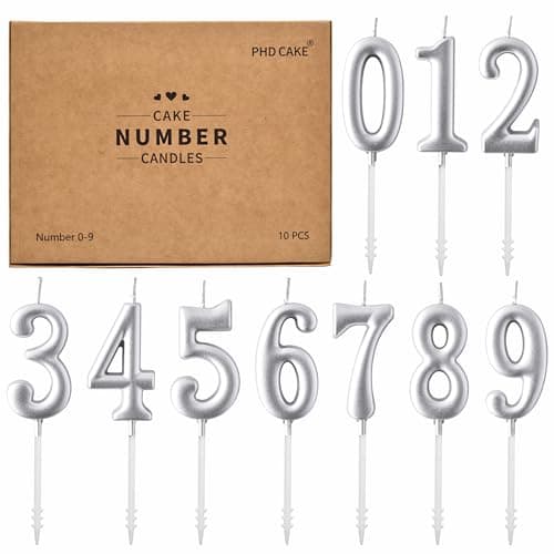PHD Champagne Gold Number Birthday Candles 0-9 Glitter Cake Topper