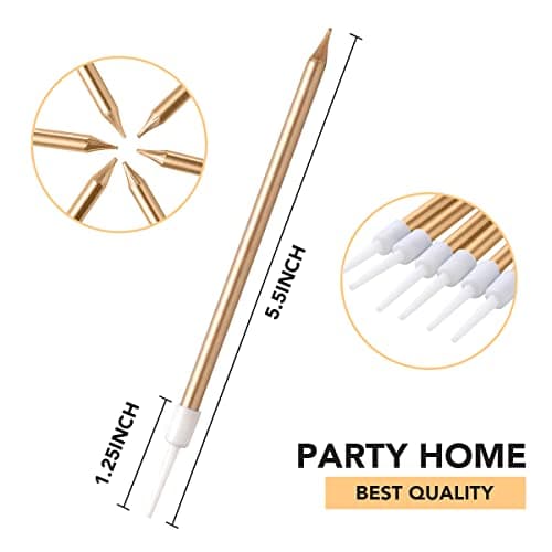24-Piece Metallic Champagne Gold Birthday Candles for Cakes and Cupcakes