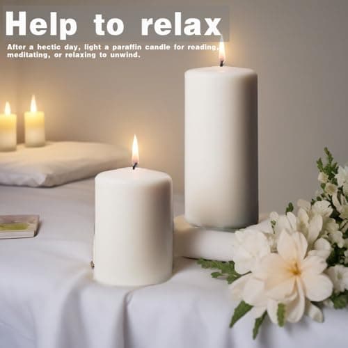Pillar Candles Bulk - 6 Pack Unscented Pillar Candles for Emergency, Wedding, and Home Decor