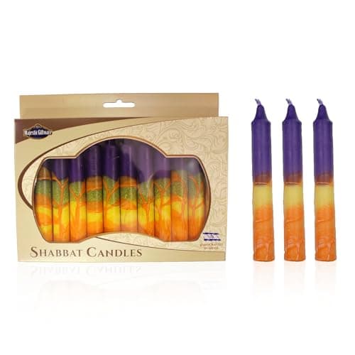 Safed 12-Pack Harmony Violet Shabbat Candles - Dripless & Traditional (SC-SHHR-V)