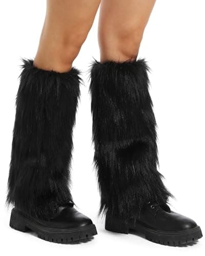 Aiphamy Women's Fluffy Faux Fur Leg Warmers for Winter