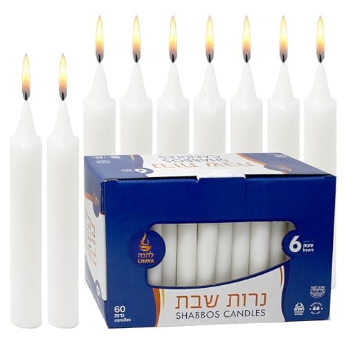Israel Made Kosher Shabbat Dinner Candles - Unscented, Dripless, 6 HourBurn Time