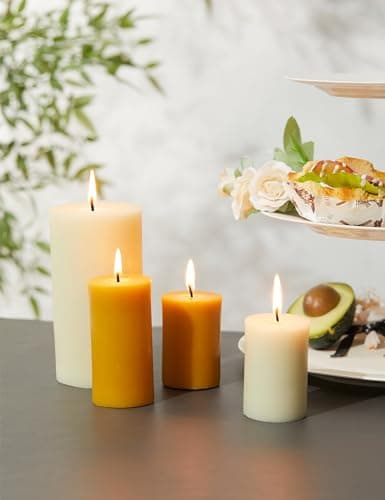 White Beeswax Pillar Candles 2x4inch Home Decor Clearance