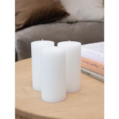 CANDWAX 3x6 Inch Set of 3 Unscented Dripless White Pillar Candles, Rustic Decor for Weddings & Home