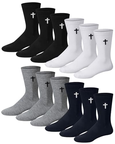 Shihanee Men's Religious Cross Crew Socks Christian Gifts