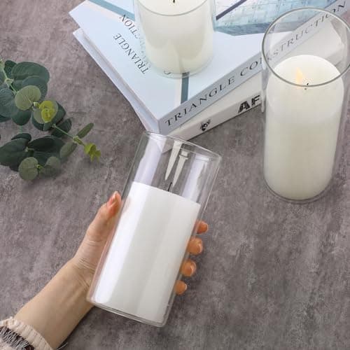 Shihanee 6 Sets Pillar Candles and Glass Cylinder Vases for Wedding Centerpieces