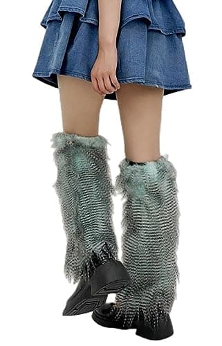 Solyinne Faux Fur Leg Warmers for Women Party Accessory Set
