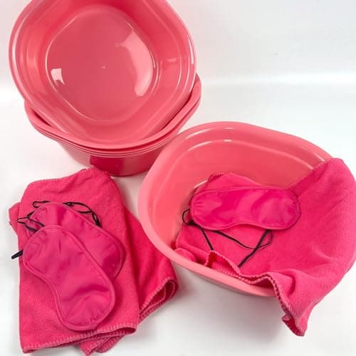 Kids Spa Party Kit for Girls: Foot Tub, Hand Towels, Eye Masks - Set of 36 (Rose)