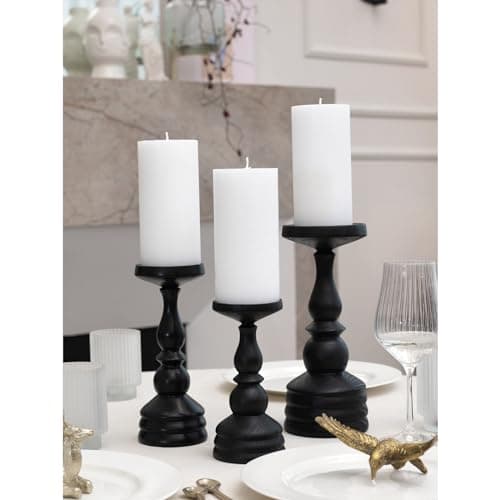 CANDWAX 3x6 Inch Set of 3 Unscented Dripless White Pillar Candles, Rustic Decor for Weddings & Home