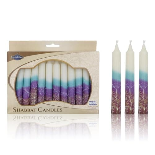 Safed 12-Pack Harmony Violet Shabbat Candles - Dripless & Traditional (SC-SHHR-V)