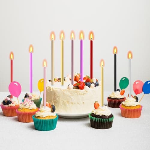 30 Pcs Long Birthday Candles - Champagne Gold, Tall & Perfect for Weddings & Partys