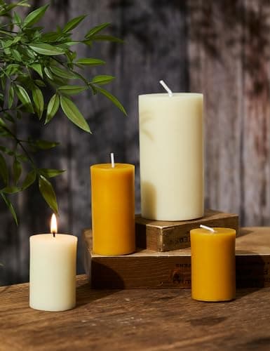 White Beeswax Pillar Candles 2x4inch Home Decor Clearance