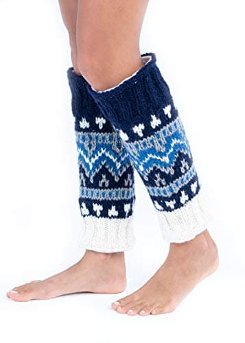 Hand-Knit Tibetan Wool Leg Warmers with Fleece Lining