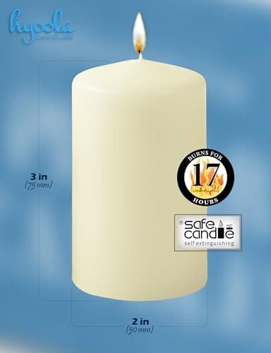 Hyoola Ivory Unscented Pillar Candles - 12 Pack EuropeanMade