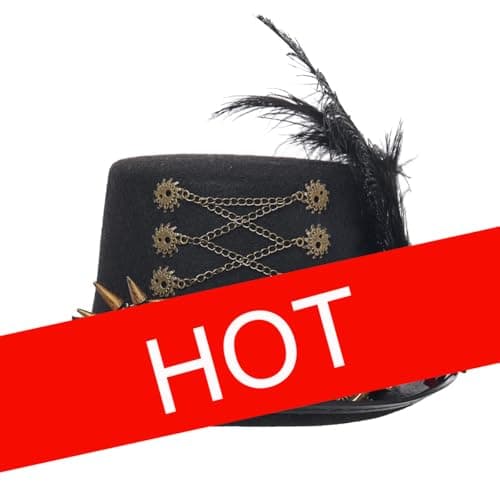 COSDREAMER Unisex Steampunk Gothic Punk Magician Hat with Feather