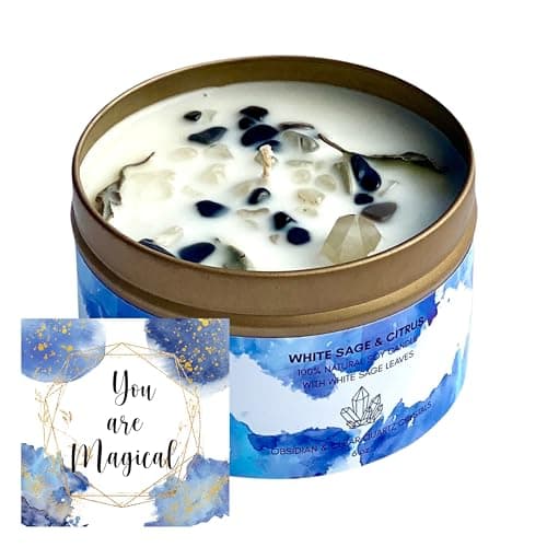 White Sage & Citrus Smudge Candle (9 oz, Natural Soy Wax)