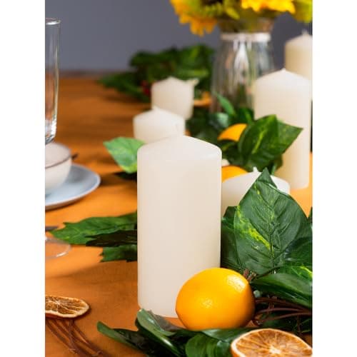 CANDWAX 3-Piece Ivory Large Pillar Candle Set - Long Burning Cylinder Candles
