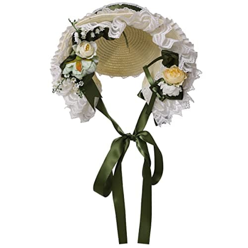 COSDREAMER Lace Flowers Victorian Bonnets for Girls & Women