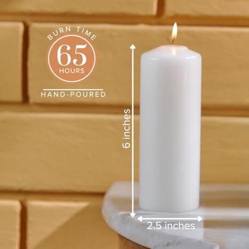 Simply Soson White Pillar Candles, Set of 6, 2.5x6 Inch